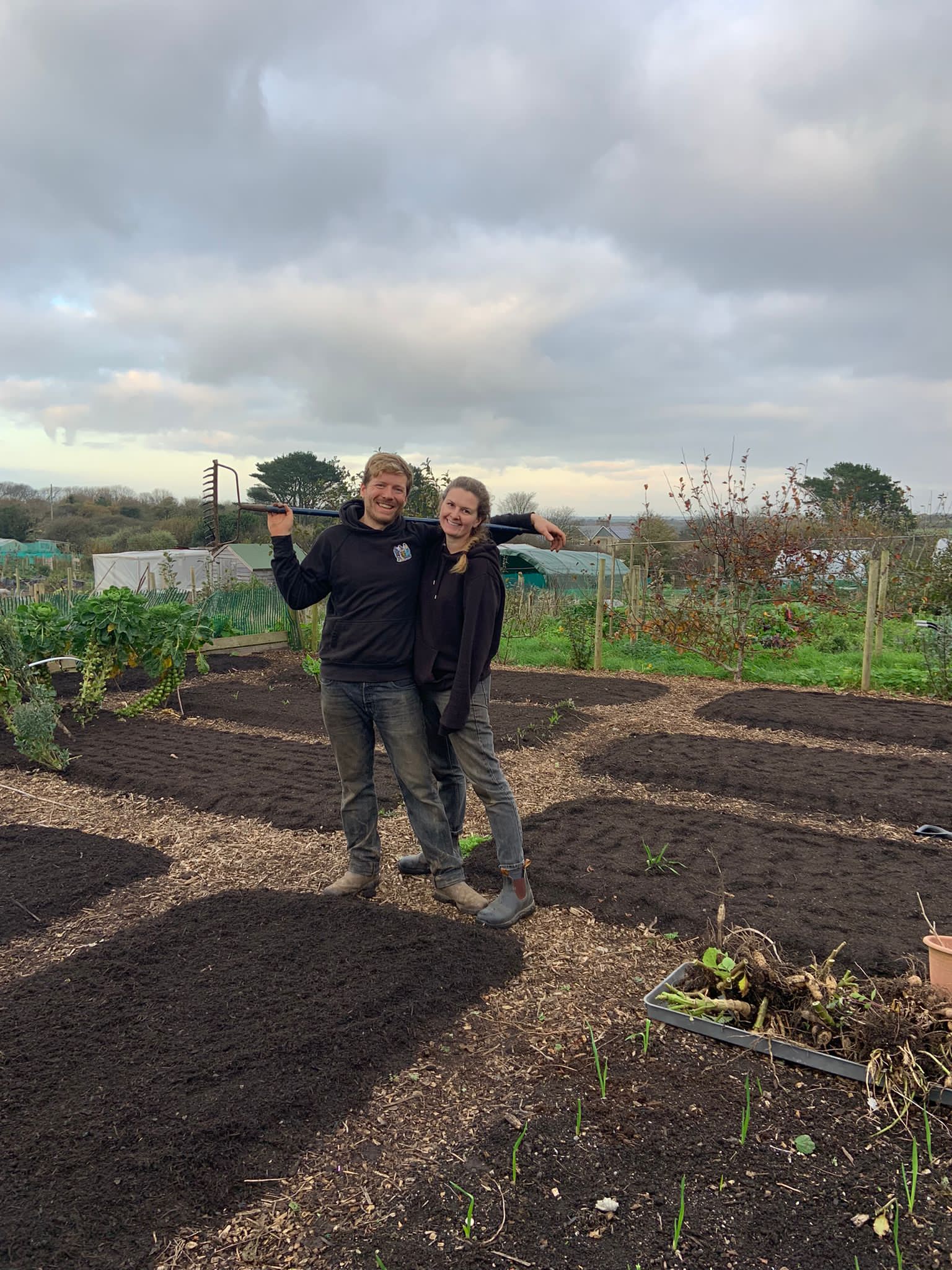 Jamie and Juliette in their cutting garden